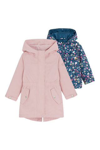 Parka à capuche 2-en-1 - Rose et bleu marine