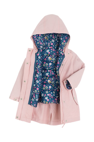 Parka à capuche 2-en-1 - Rose et bleu marine