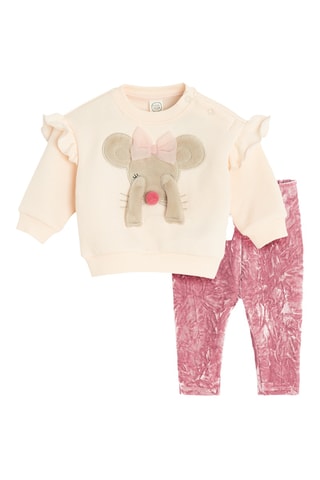 Sweat et legging en velours - Rose poudré