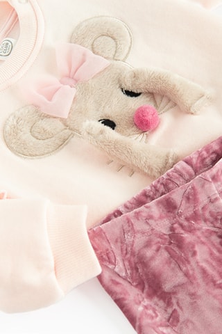 Sweat et legging en velours - Rose poudré
