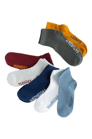 7 paires de chaussettes - Bordeaux, gris chiné et blanc