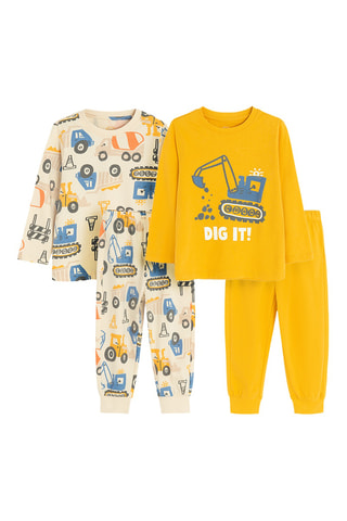2 pyjamas - Beige et moutarde