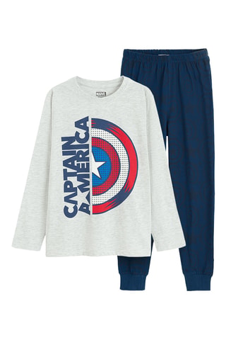Pyjama Captain America Avengers Marvel - Gris chiné et bleu marine