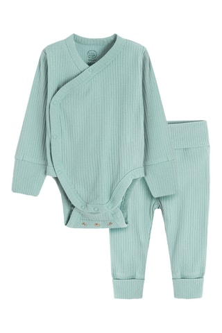 Body et pantalon en coton biologique - Ciel