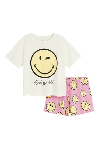 Pyjama Smiley - Blanc et rose