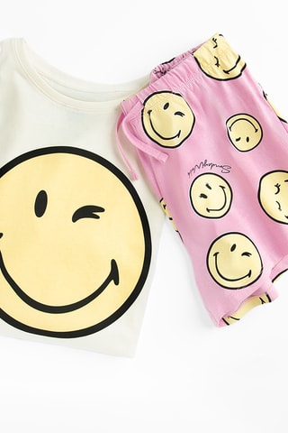Pyjama Smiley - Blanc et rose
