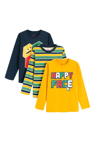 3 T-shirts - Blauw en Geel