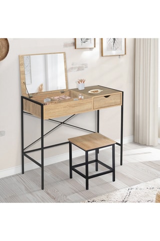 Coiffeuse et tabouret Alana - 83 x 75,5 x 39,5 cm / 35 x 40,5 x 35 cm
