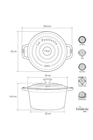 Cocotte ronde en fonte émaillée Alma - 25 cm - 4,7 l