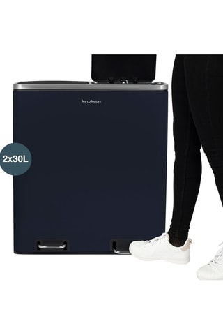 Poubelle 2 compartiments à pédales en acier inoxydable - 60 l