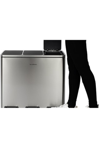 Poubelle de tri à pédales en acier inoxydable -  3 x 18 l