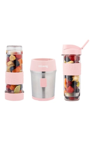 Mini blender Rose Pastel - 570 ml - 300 W - Argenté, noir et rose