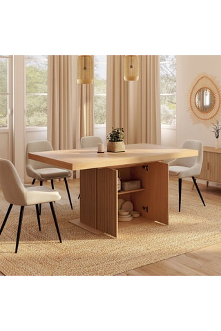 Mesa de comedor extensible Faustine de madera y pata de listones con almacenamiento integrado 160-200 cm