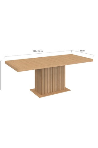 Mesa de comedor extensible Faustine de madera y pata de listones con almacenamiento integrado 160-200 cm