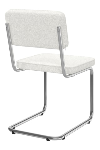 Sillas Naya de tela de rizo crema y patas de metal cantilever - Pack de 4