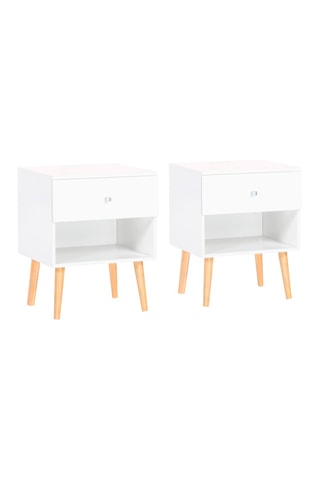 2 mesillas de noche de 1 cajón Emmie - Patas de madera - 40 x 50 x 34 cm