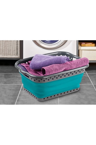 Cesto plegable para la colada - Gris y azul