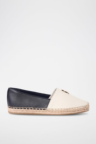 Espadrilles en cuir nappa - Bleu marine et écru