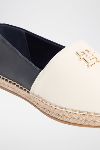 Espadrilles en cuir nappa - Bleu marine et écru