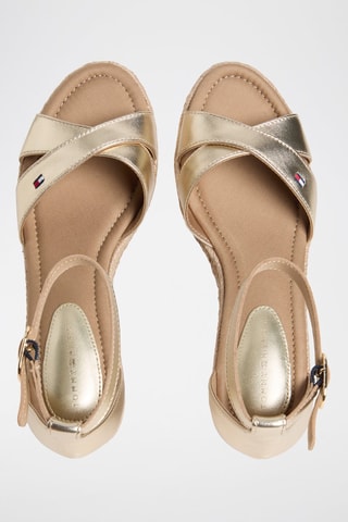 Sandales compensées en cuir de mouton - Doré
