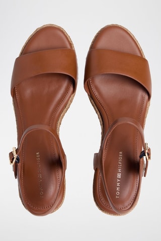 Sandales compensées en cuir - Marron