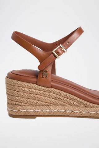 Sandales compensées en cuir - Marron