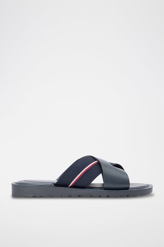 Mules en cuir nappa - Bleu foncé