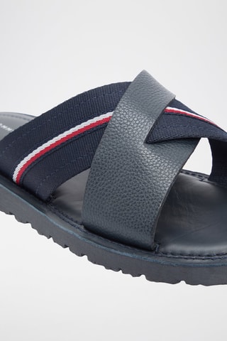 Mules en cuir nappa - Bleu foncé