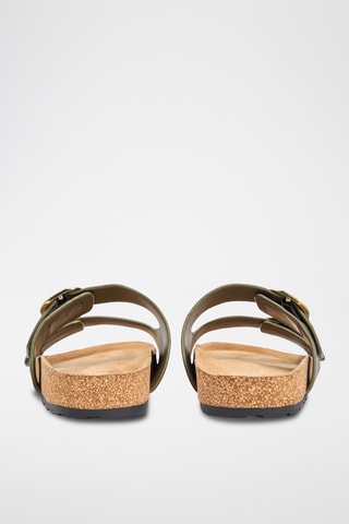 Mules en cuir nappa - Vert olive