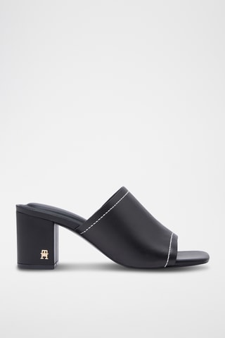 Mules à talons en cuir - Noir