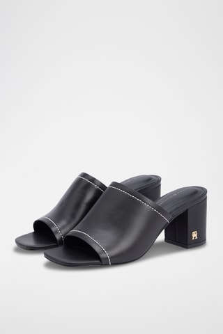 Mules à talons en cuir - Noir