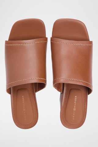 Mules à talons en cuir - Marron