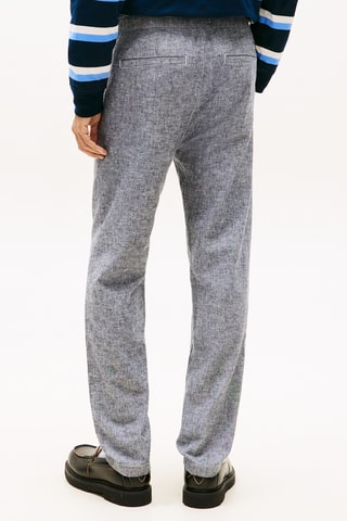 Chino en lin - Bleu marine chiné