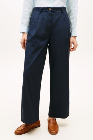 Pantalon wide legs en coton biologique - Bleu marine