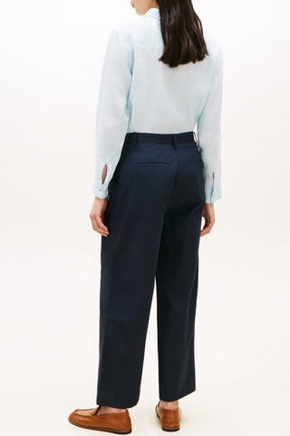 Pantalon wide legs en coton biologique - Bleu marine
