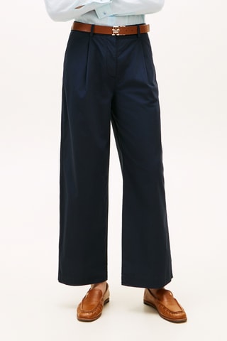 Pantalon wide legs en coton biologique - Bleu marine