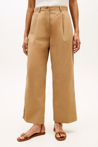Pantalon wide legs en coton biologique - Marron