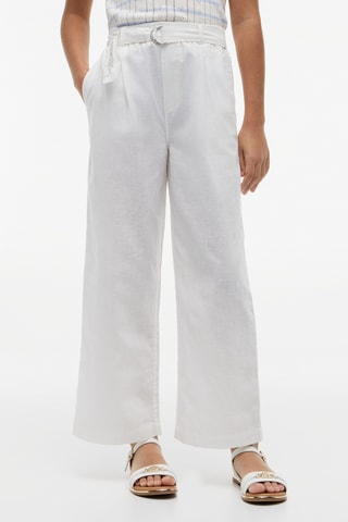 Pantalon wide legs en lin - Blanc