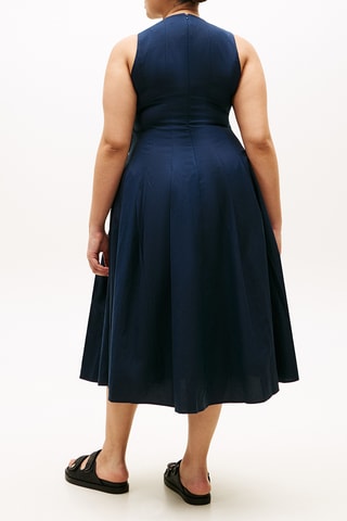 Robe midi en lin - Bleu marine