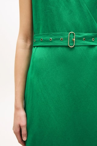 Robe portefeuille en lin - Vert