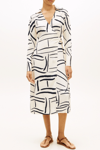Robe portefeuille relaxed - Blanc et noir
