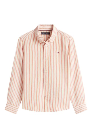 Chemise en lin - Orange et écru