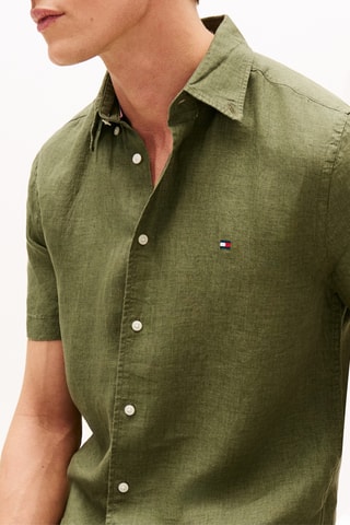Chemise regular en lin - Kaki
