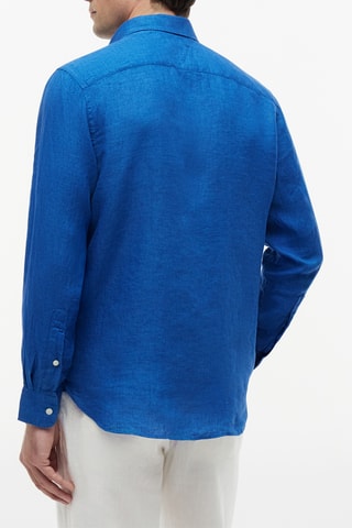 Chemise regular en lin - Bleu cobalt