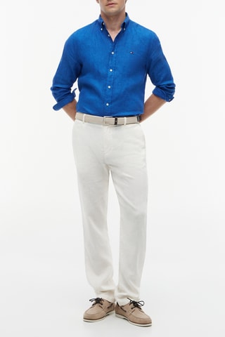 Chemise regular en lin - Bleu cobalt