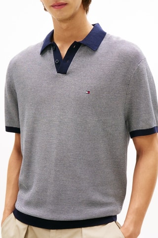 Polo relaxed en coton biologique - Bleu marine