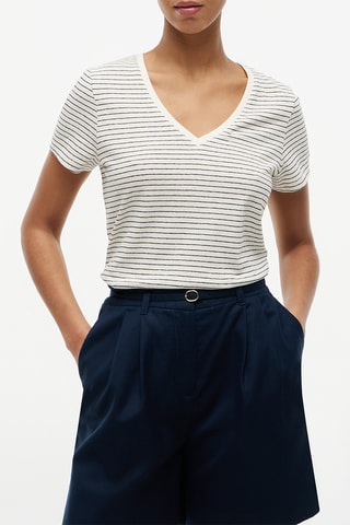 T-shirt regular en lin - Blanc