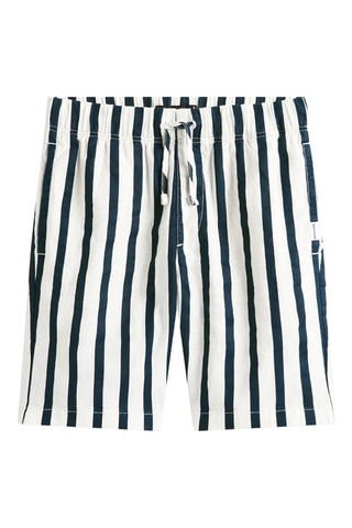 Short relaxed en lin - Bleu marine et blanc