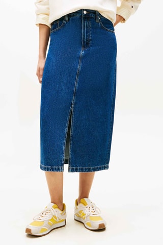 Jupe midi en jean taille haute - Bleu cobalt