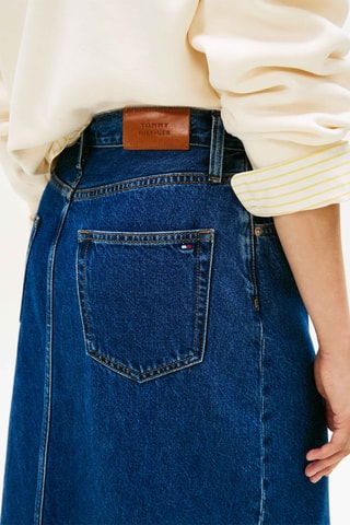 Jupe midi en jean taille haute - Bleu cobalt